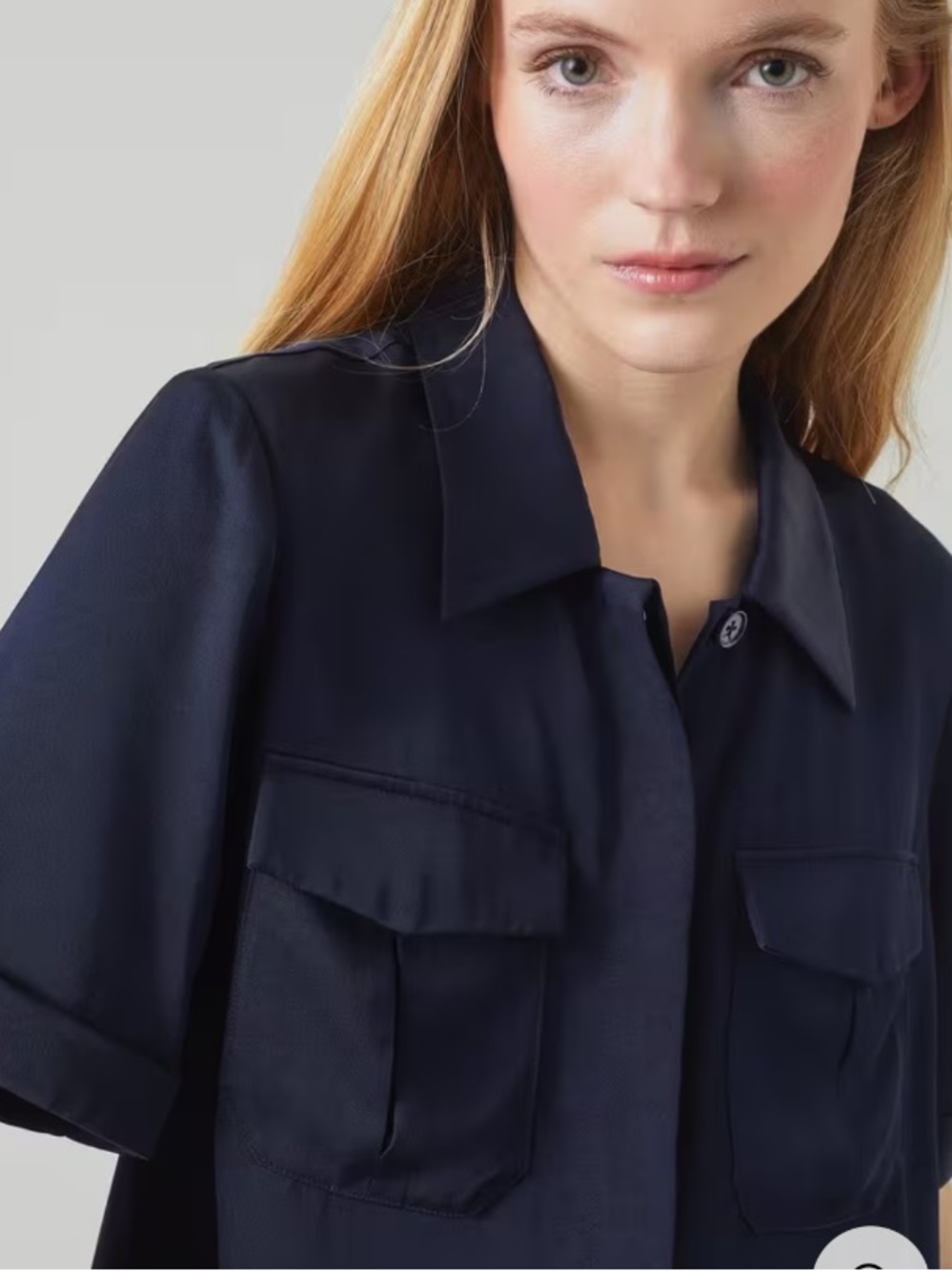 L.K. BENNETT Navy Blue Button Up Collared Shirt - Picture 4 of 10